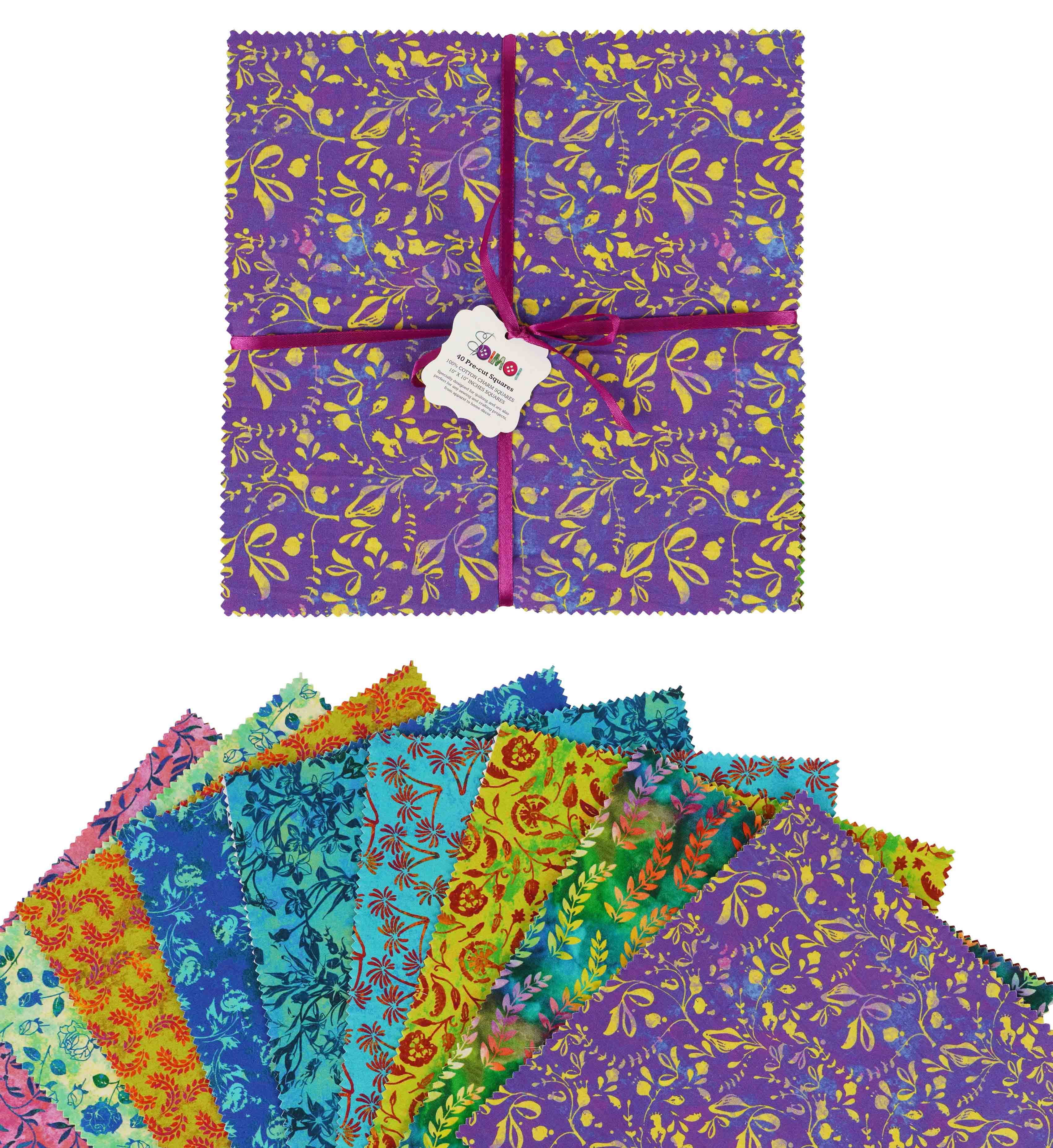 Soimoi Batik Print Precut 10-inch Cotton Fabric Quilting Squares Charm Pack DIY Patchwork Sewing Craft
