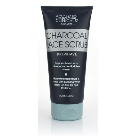 Advanced Clinicals Charcoal Face Scrub with Sandalwood, Tea Tree oil and witch hazel. The best Pre-Shave cleanser to prepare your beard for a close, comfortable shave. Sulfrate-free. (Best Pre Wax Cleanser)