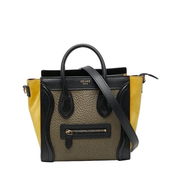 Pre-Owned Celine Luggage Nano Shopper Tricolor Handbag/Shoulder Bag, 2-Way, Beige and... (Good)