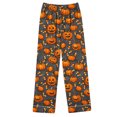thumbnail image 4 of sdhkgrrt Women's Plus Size 2 Piece Pajama Set Collared Long Sleeve Shirt Wide Leg Pants Halloween Printed Lounge Outfit Soft Loose Matching Casual Fall Tracksuit, Orange L, 4 of 8