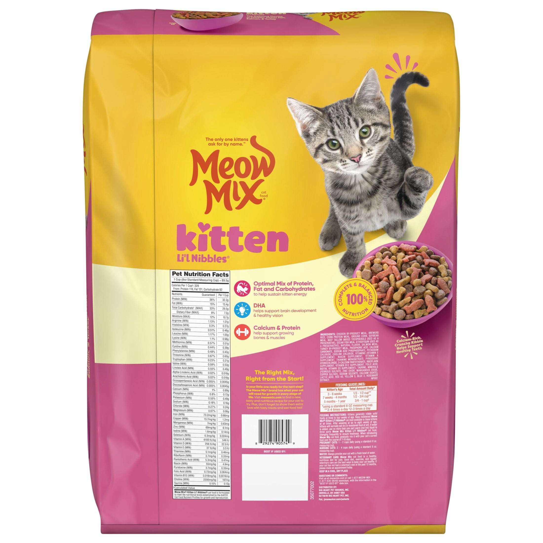 (4 pack) Meow Mix Kitten Li’l Nibbles Dry Cat Food for Kittens, 14.2 lb Bag