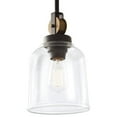 thumbnail image 6 of Knollwood 1-Light Blackened Bronze Mini Pendant Hanging Light With Vintage Brass Accents And Clear Glass Shade, 6 of 8