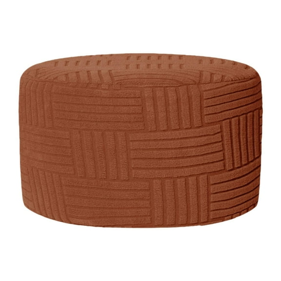 Ottoman Cover Round Slipcover Footstool Protector Soft Stretch Fabric for Bedroom Living Room Furniture