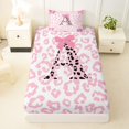 thumbnail image 3 of Erosebridal Pink Leopard Print Twin Sheet Sets For Girls,Letter A Initial Bedding 3pcs, 3 of 6
