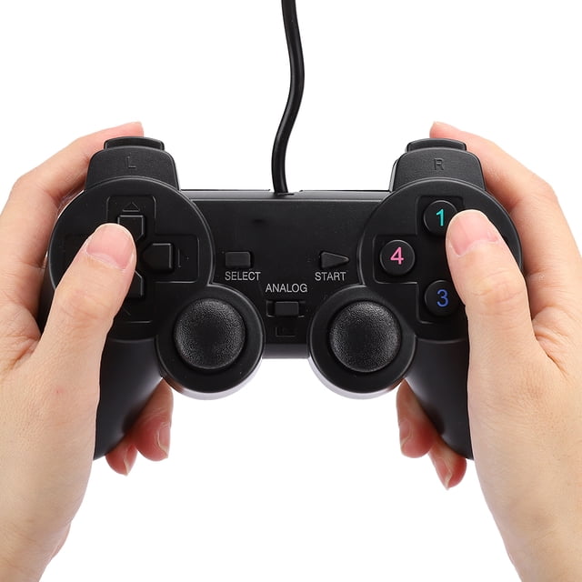 Consola de juegos portátil con cable USB, controlador de juegos, gamepad negro para computadora PC