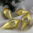 thumbnail image 3 of Glass Christmas Tree Ornaments - 67mm/2.63" [4 Pieces] Decorated Balls from Christmas by Krebs Seamless Hanging Holiday Decor (Gold Velvet 4" Drop with Leaves), 3 of 5
