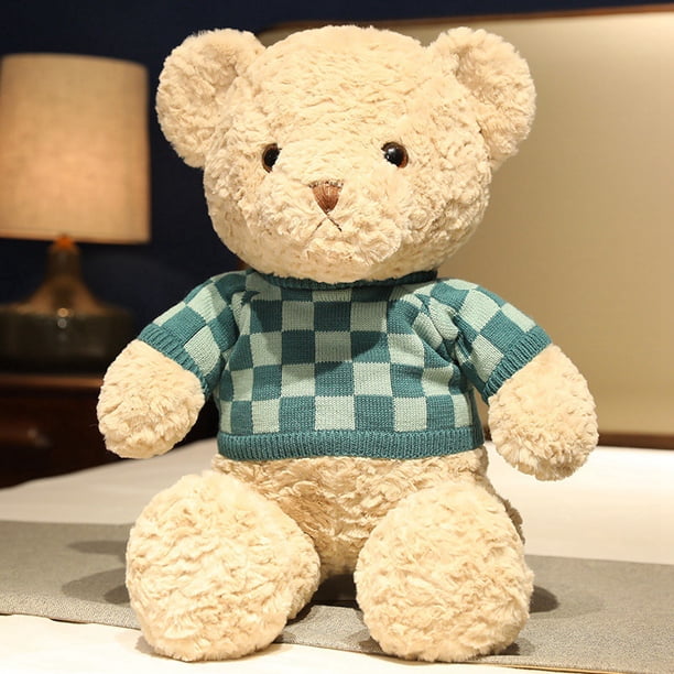 Nuevo suéter de oso de peluche, almohada con relleno de animales para niños, niñas, niños, bebés, adultos, decoración del hogar, regalo del Día de San Valentín