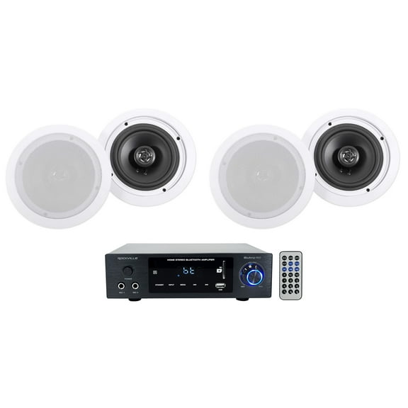 Rockville BLUAMP 150 Home Stereo Bluetooth Amplifier (4) 6.5" Ceiling Speakers