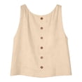 thumbnail image 6 of AnuYalue Linen Tank Tops for Women Loose Fit Crew Neck Cropped Tees Summer Beach Sleeveless Shirt, 6 of 8