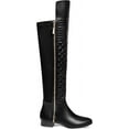 thumbnail image 3 of Ferwind Women's Over-the-knee Boots Quilted Stiches High-Low Shaft Low Heels Adult Black  8, 3 of 7