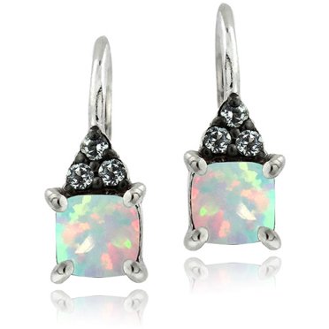Sterling Silver Natural Blue Topaz Emerald Cut Leverback Earrings - 7x5mm, 2 TCW