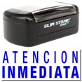 thumbnail image 1 of Slim Pre-Inked Atencion Inmediata Stamp, Slim 1444, Ultra Slim Design, Impression Size 1/2" by 1-3/4", Up to 25,000 Impressions - Blue Ink, 1 of 10