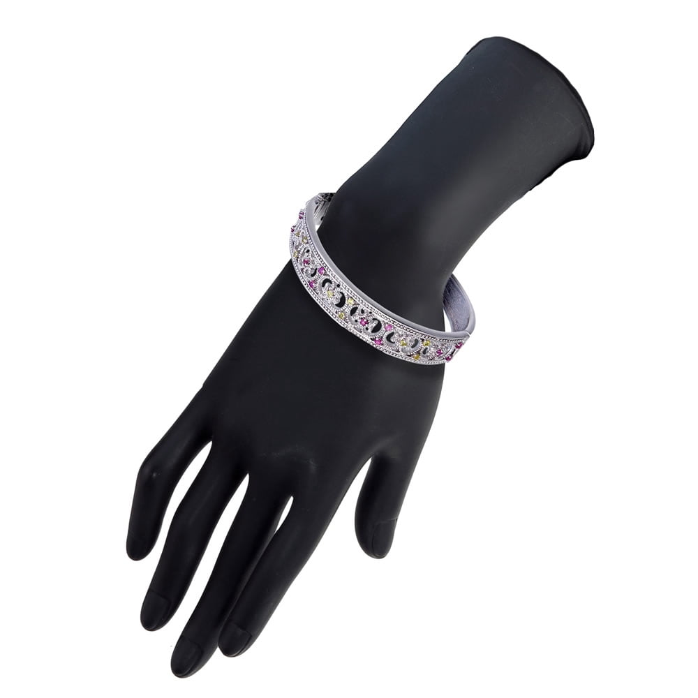 Vir Jewels 0.65 CTTW Pink And Yellow Sapphire Bangle Bracelet in Brass with Rhodium September