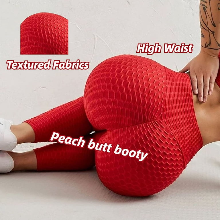 TikTok Leggings, High Waist Yoga Pants for Women, Tummy Control Slimming  Booty Leggings Workout Running Butt Lift Tights, Red, S Size