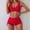 *Red, variant on ClodeEU Women's Solid Color High Waisted Bikini Set,Tummy Control Bathing Two-Piece Swimsuit Red,Womens Plus XL