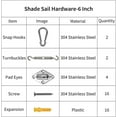 thumbnail image 3 of Rectangular/Square Sun Shade Sails 304 Stainless Steel Hardware Installation Kit 6 inch for Outdoor, 6-8.5'' Adjustable, 24 Pcs B, 3 of 5