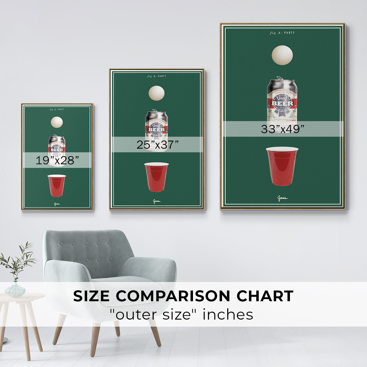 Fig. A: Party Framed Premium Gallery Wrapped Canvas - Ready to Hang