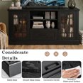 thumbnail image 4 of LIVIZA Modern Farmhouse TV Stand for TVs up to 70", Entertainment Center with Storage Cabinet & Glass Door,Black, 4 of 8