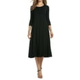 thumbnail image 2 of Gustave Round Neck 3/4 Sleeve Dress for Women Casual T-Shirt Dresses A-line Swing Midi Dress Loose Long Flowy Dresses Plus Size for Wedding Formal Party Work "Black, L", 2 of 7