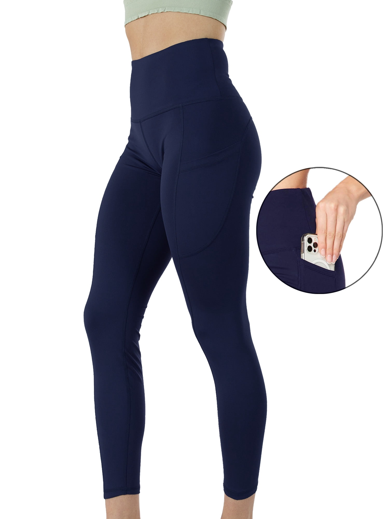 3-Pack Women's High Waist Yoga Leggings with Two Side Pockets Sports Legging Pants