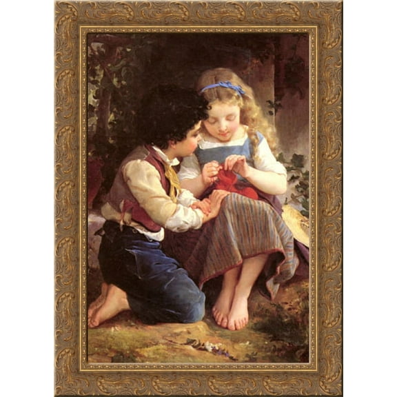 A Special Moment 19x24 Gold Ornate Wood Framed Canvas Art by Munier, Emile