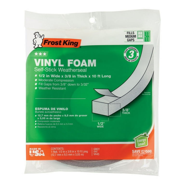Frost King V445H Foam Tape, Grey, 0.5 x 0.37 x 10
