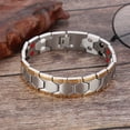 thumbnail image 1 of Pulsera magnética de acero inoxidable Ecomeon dorado y plateado para hombres, 1 of 5