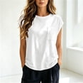 thumbnail image 5 of Horkkom Short Sleeve Tops for Women Crew Neck Solid Color Basic Tees Casual Loose T Shirts with Pocket M, 5 of 10