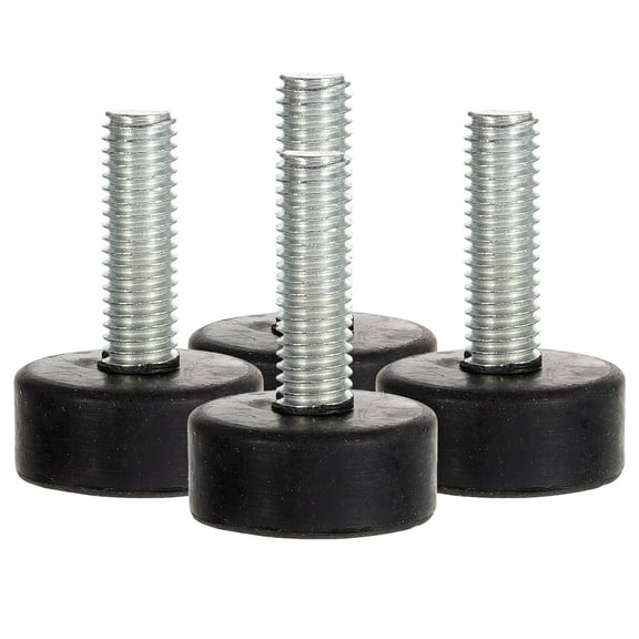 PartyKindom Furniture Levelers Adjustable Black Rubber with Screw for Furniture 4Pcs