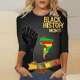 thumbnail image 4 of Tbopshirt Black History Summer Tops for Women,Plus Size 3/4 Sleeve Graphic T-Shirt,Fashion Casual Round Neck Printing Blouse,S-5XL, 4 of 5