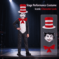 thumbnail image 4 of Halloween K"id"s Costume - 4 Piece Cat Cosplay Jumpsuit with Bow Tie, Hat & Mask, Fancy Dress Up Onesie Outfits for Halloween Nights Party, Size:140, 4 of 11