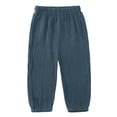 thumbnail image 2 of Hansber Toddler Boy Girl Plain Cotton Linen Pants Elastic Waist Casual Bloomers Trousers Lake Blue 100, 2 of 4