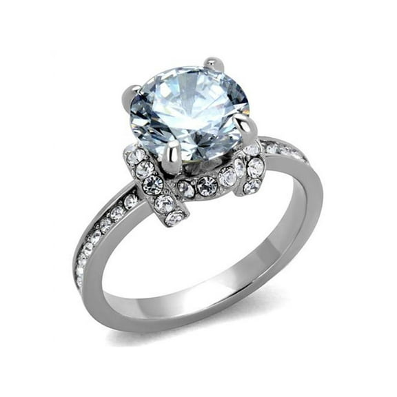 Sparkling 3 Ct Round Cut Cz Stainless Steel Engagement Ring Women's Size 9