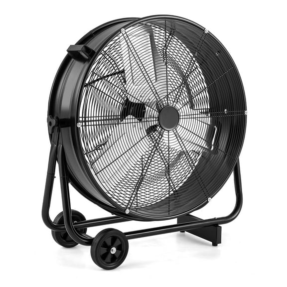 Industrial Drum Fan with 2 Wheels and 360-Degree Adjustable Tilt