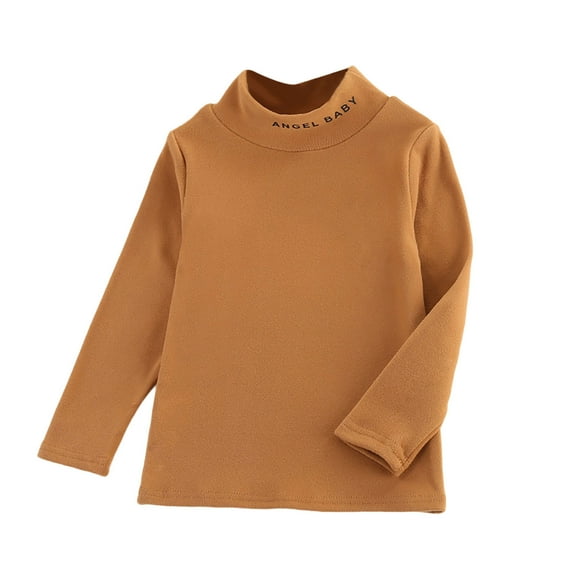 TEAJOPSUU Toddler Boys Girls Turtleneck Shirts Soft Cotton Long Sleeve Warm Pullover Solid Color Layering Pullover Slim Stretchy T-Shirt for Kids 2-8 Years A-Coffee