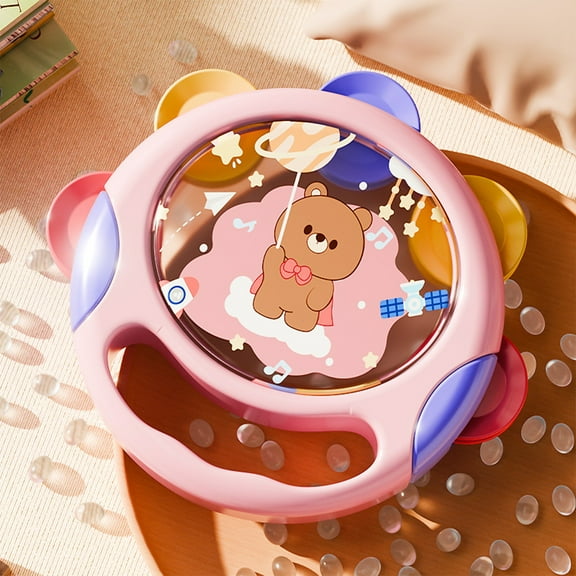 Yyuenw Handheld Tambourine Drum Bell for Kids, Ring Grip Rattle for Boys and Girls 1 Year Old Early Education Sand Hammers, Toys for Newborn Babies 0-6 Months Old