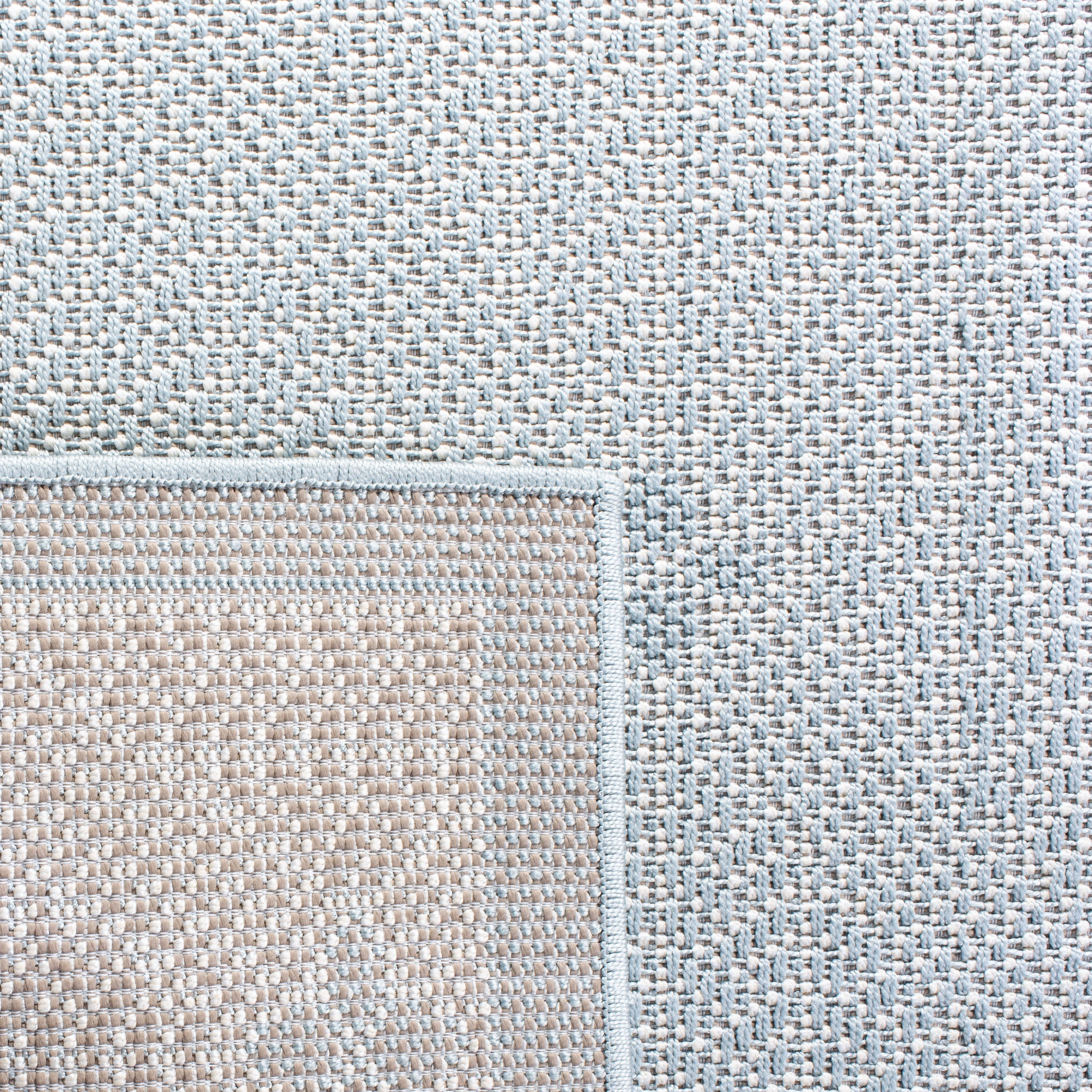 SAFAVIEH Machine Washable Rug Indoor/Outdoor Bermuda Collection - Bermuda Julijana Geometric Diamonds Indoor/Outdoor Runner Rug Light Blue/Ivory, 2' x 8'