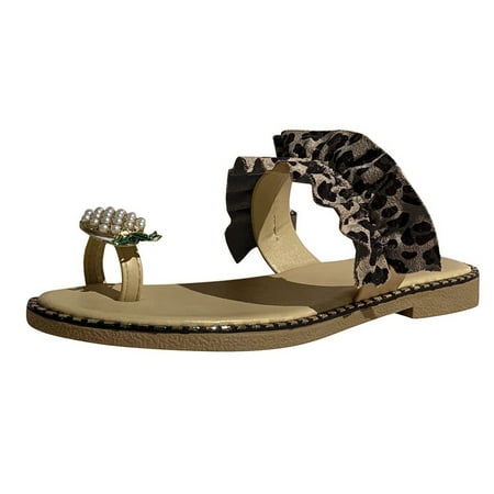 

Womens Slipper Moccasins Women Slippers Spring And Summer Flat Pineapple Leopard Print Large Size Beach Sandals