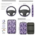 thumbnail image 3 of Jeiento Halloween Bats Auto Seat Cover Full Set 13 PCS Car Accessories Set with Steering Wheel Cover Armrest Cover Seatbelt Shoulder Pad Cup Mat Key Ring Purple Interior Decoration, 3 of 8