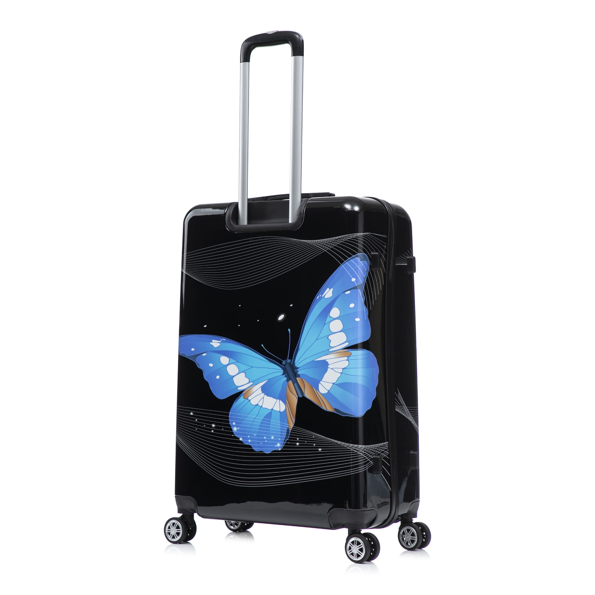 InUSA Print 28" Hardside Lightweight Luggage with Spinner Wheels, Handle, Trolley, Black Butterfly