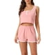 thumbnail image 1 of INSPIRAR CHIC Conjuntos de Pijamas de Mujer de Canalé, Top Corto Sin Mangas y Pantalones Cortos, Conjuntos de Ropa de Lounge de 2 Piezas, L Rosa, 1 of 6