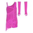 thumbnail image 5 of TiaoBug Girls Sequins Latin Dance Dress Tassel Leotard Fringed Bodysuit with Gloves Ballroom Dancing Outfit Hot Pink 8, 5 of 6