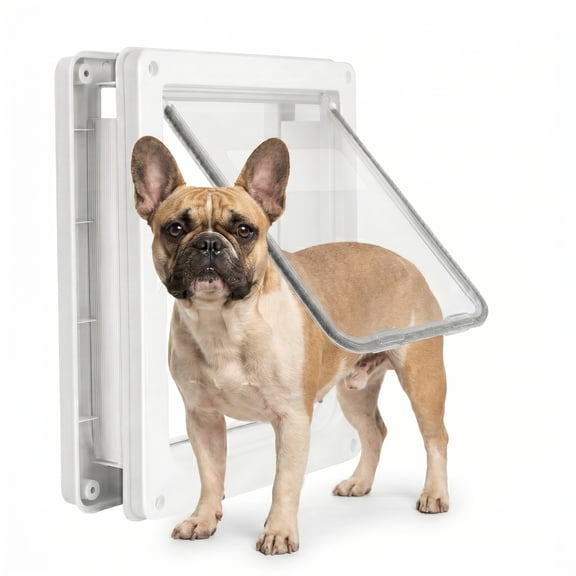 Tolobebe Large Dog Door with Magnetic Lock, Weatherproof Pet Door for Dogs up to 155 lbs, White, 14.6" x 11.4"