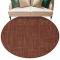 thumbnail image 2 of 6ft Washable Round Rug, Vintage Dark Non-Slip Circle Area Rug for Living Room Bedroom, Brown Linen Texture Farmhouse Indoor Floor Mat for Home Decor, 2 of 9