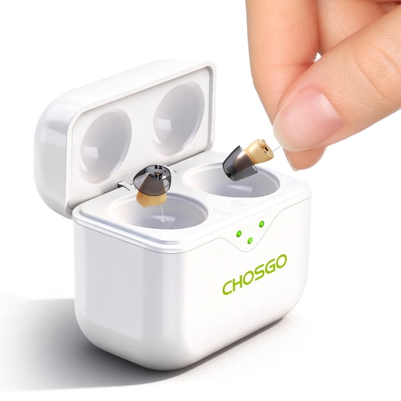 Advanced Smart Smallest Hearing Aids with Noise Cancelling,Completely-in-the-Canal Hearing Aid with Portable Charging Case,1 Pair,CHOSGO