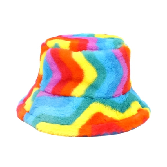 ZHENHONG Bucket Hats for Women and Men Fashion Rainbow Hat Thickened Outdoor Hat Casual Solid Color Headwear Multicolor