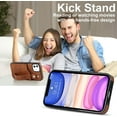 thumbnail image 4 of Design for iPhone 11/Eleven Phone Case with Screen Protector Adjustable Wrist Strap Kickstand Credit Card Slot Slim Shockproof Hybrid Rugged Protective Cover for Women Men Girls 6.1 inch Brown, 4 of 14