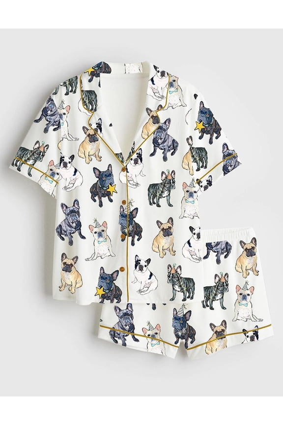French Bulldog Print Pajama Set for Women | Cute Dog Lover Sleepwear