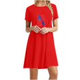 thumbnail image 2 of RT5YKing Robe Décontractée Mode Printemps Été Jour de l'Indépendance Manches Courtes Col Rond Mi-Mollet Robes pour Femmes 2023, 2 of 4