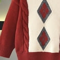 thumbnail image 6 of hengsof Children'S Diamond Pattern Preppy Sweater, Knitted Pullover Long Sleeve Classic Warm Top, Soft Color Block Knitted Top, 6 of 7